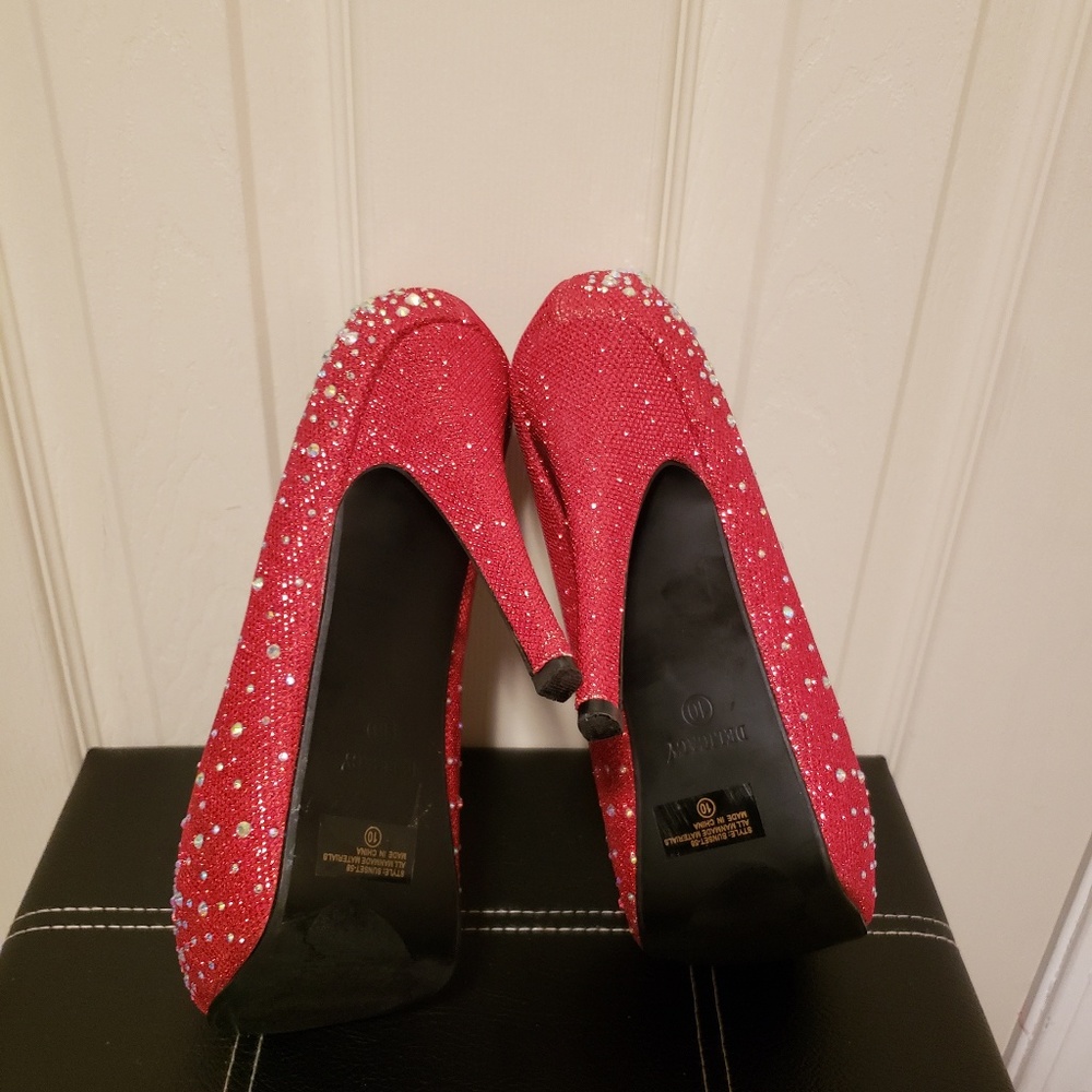 Delicacy Sparkling Red Platform Heels - Picture 6 of 6